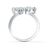 Anillo abierto Mesmera Corazón, Blanco, Baño de rodio