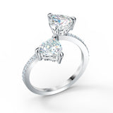 Anillo abierto Mesmera Corazón, Blanco, Baño de rodio