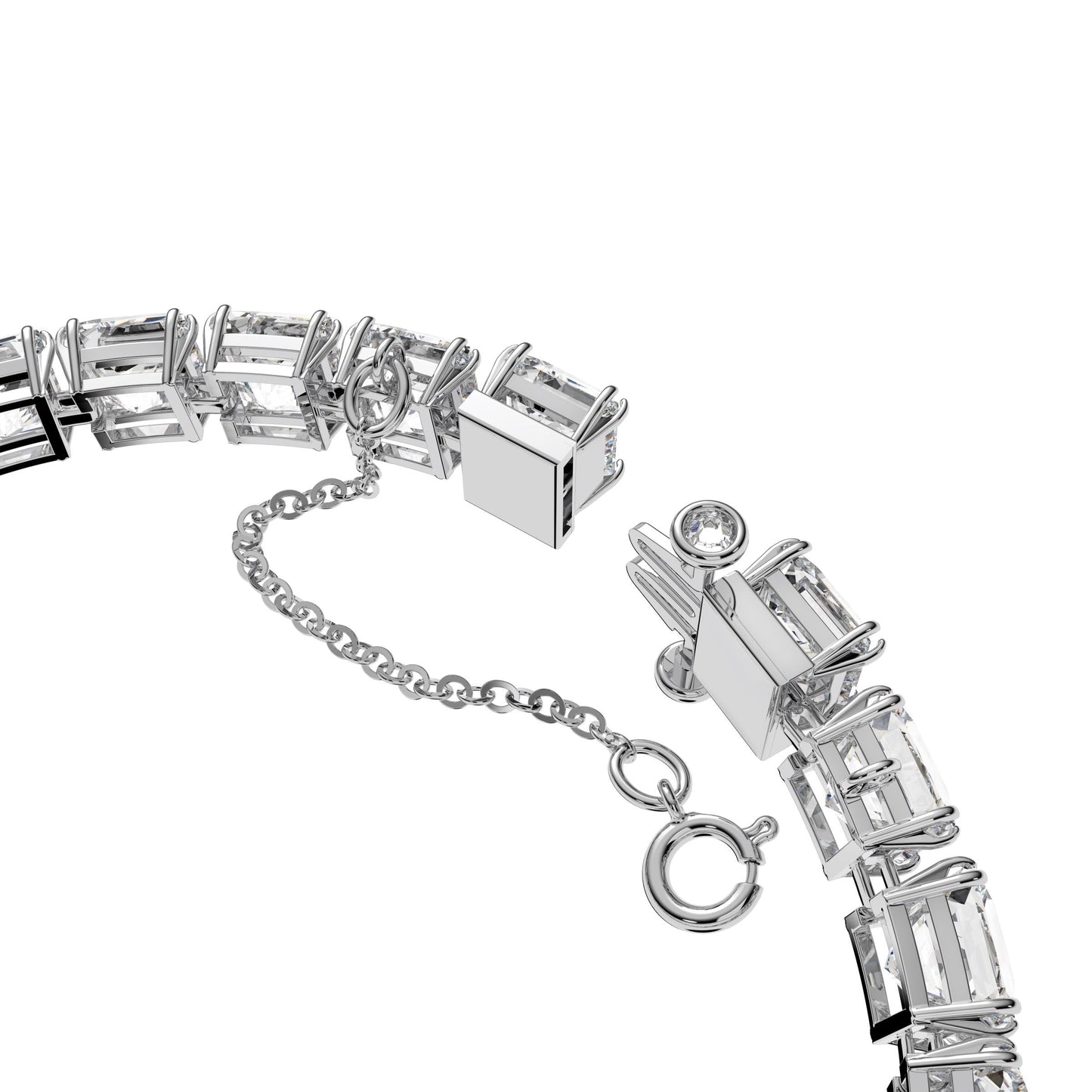 Pulsera Tennis Matrix Talla cuadrada, Pequeña, Blanca, Baño de rodio