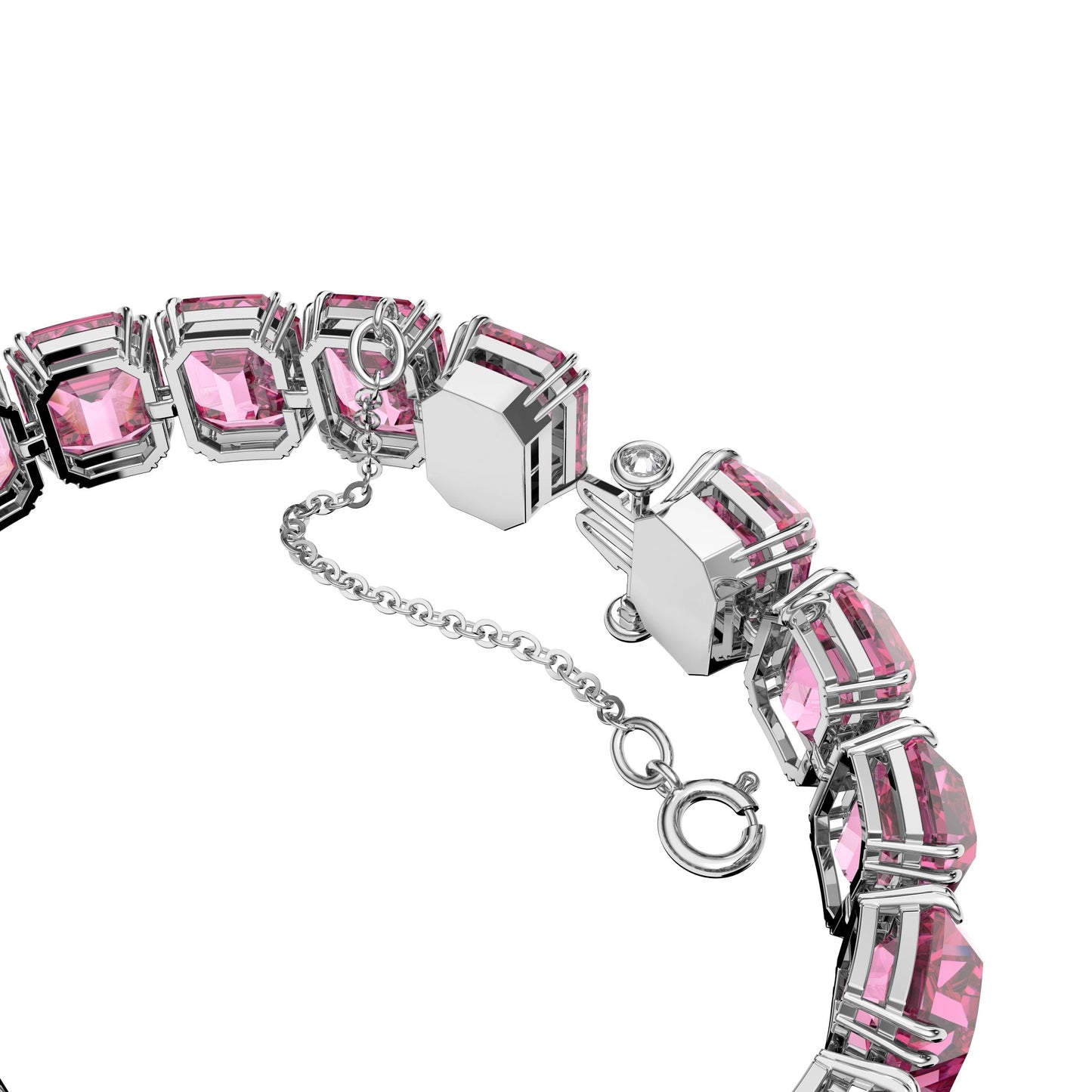 Pulsera Millenia, Cristales talla octogonal, Rosa, Baño de rodio