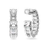 Pendientes de aro Matrix Talla octogonal, Blancos, Baño de rodio