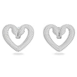 Pendientes de clip Sublima Corazón, Medianos, Blancos, Baño de rodio