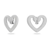 Pendientes de clip Sublima Corazón, Medianos, Blancos, Baño de rodio
