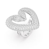 Anillo de cóctel Sublima, Corazón, Blanco, Baño de rodio