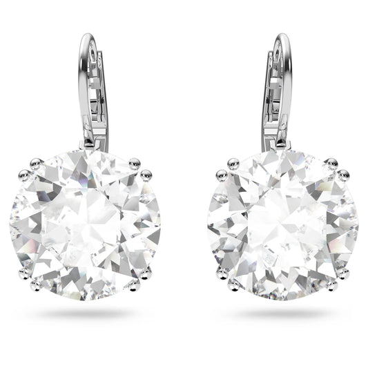 Pendientes Millenia Talla redonda, Blancos, Baño de rodio