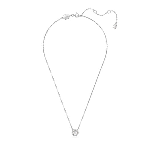 Colgante Constella, Talla redonda, Pavé, Blanco, Baño de rodio