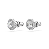 Pendientes de botón Constella, Talla redonda, Pavé, Blancos, Baño de rodio