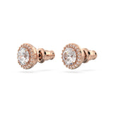 Pendientes de botón Constella, Talla redonda, Pavé, Blancos, Baño tono oro rosa