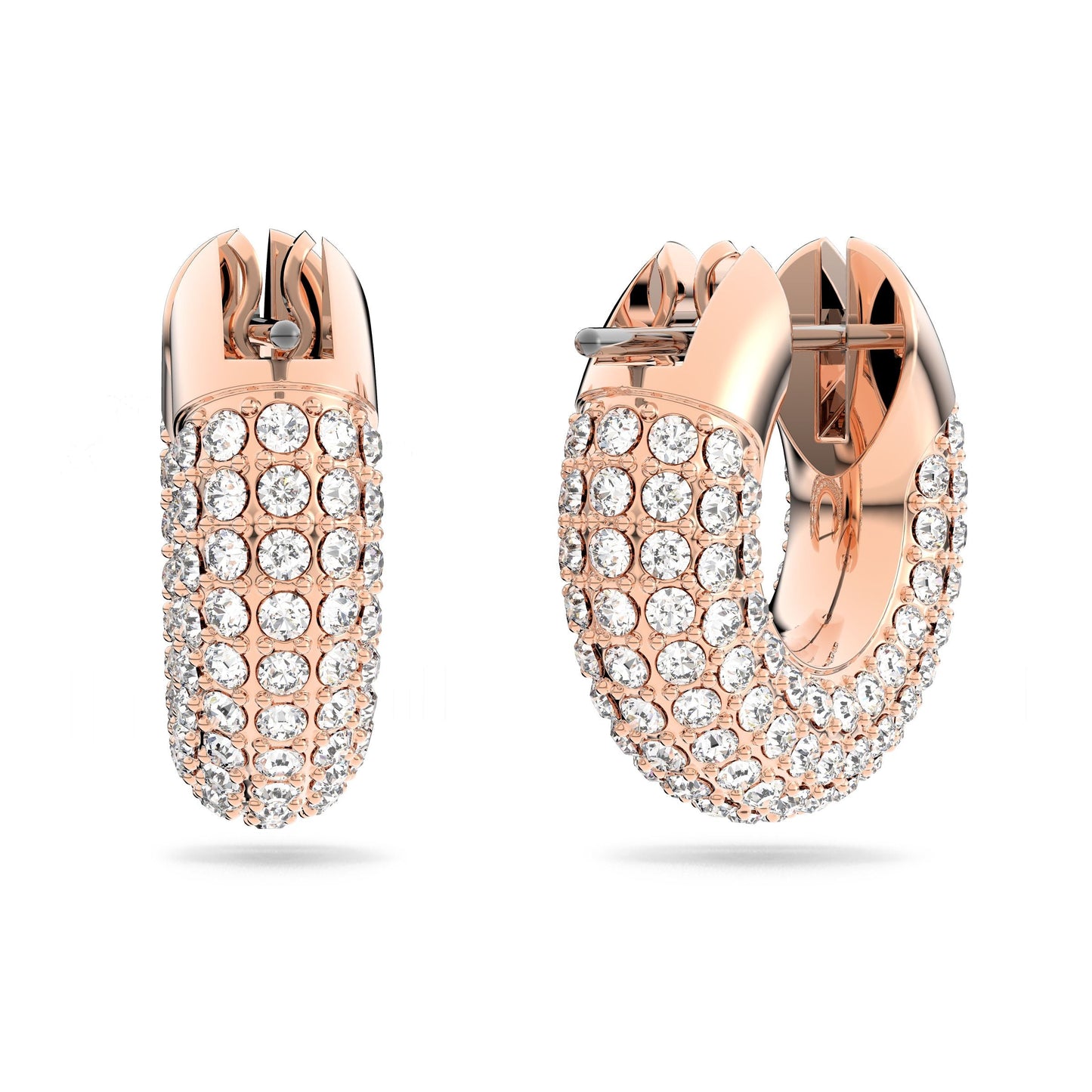 Pendientes de aro Dextera, Pavé, Blancos, Baño tono oro rosa