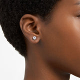 Pendientes de botón Stilla, Talla redonda, Blancos, Baño tono oro rosa