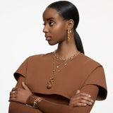 Pendientes Stilla, Talla redonda, Blancos, Baño tono oro