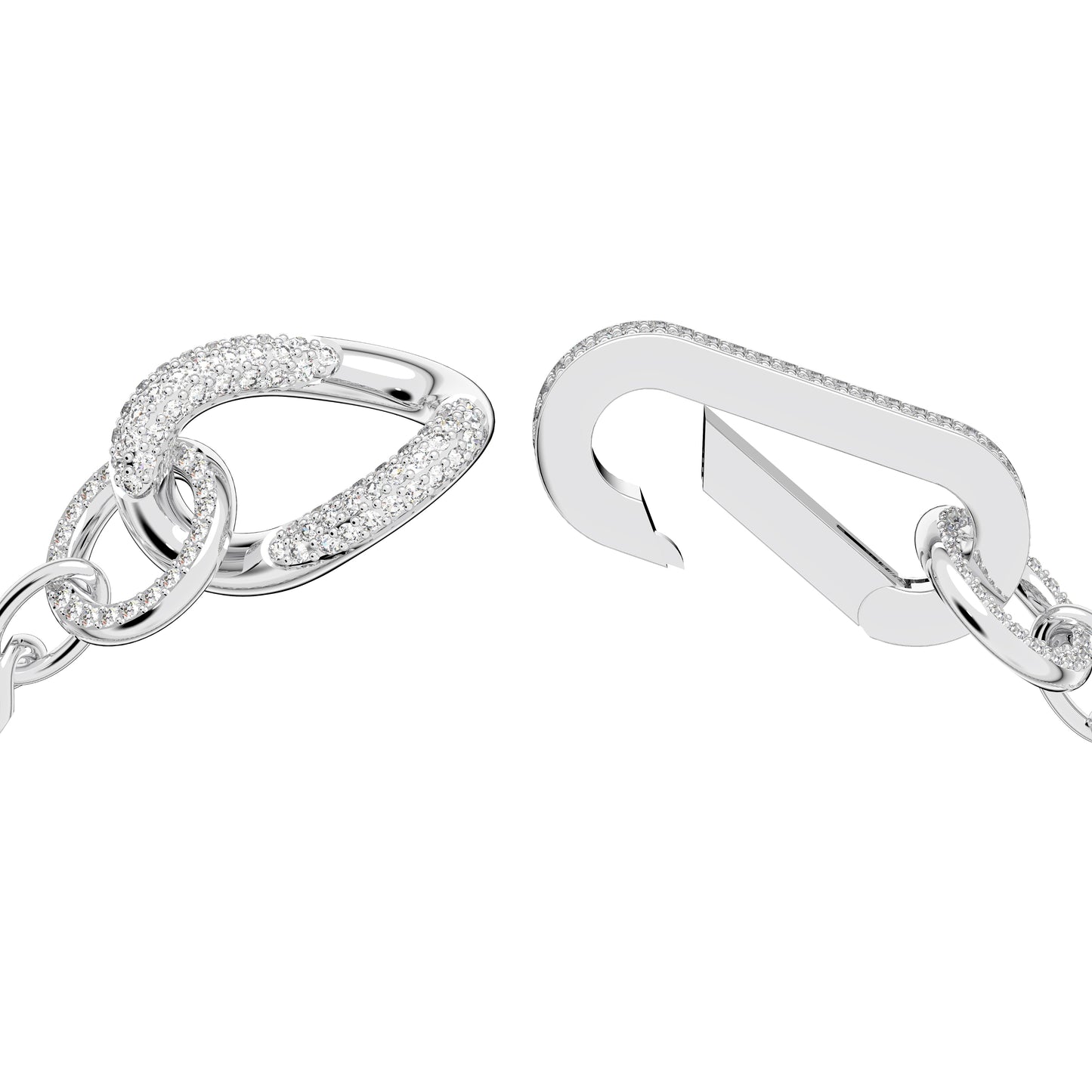 Pulsera Dextera, Pavé, Mezcla de eslabones, Blanca, Baño de rodio