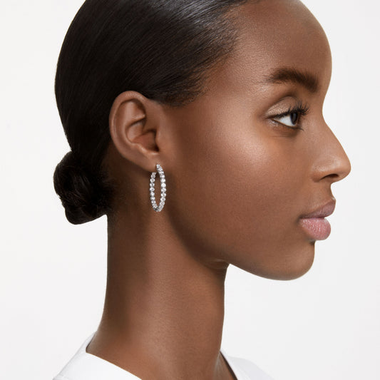 Pendientes de aro Matrix Talla redonda, Blancos, Baño de rodio