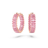 Pendientes de aro Matrix Talla baguette, Rosas, Baño tono oro rosa