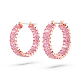 Pendientes de aro Matrix Talla baguette, Rosas, Baño tono oro rosa