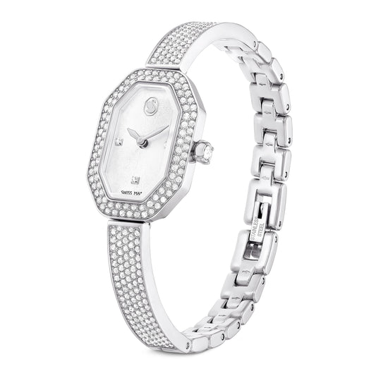 Reloj Dextera Bangle, Fabricado en Suiza, Brazalete de metal, Tono plateado, Acero inoxidable
