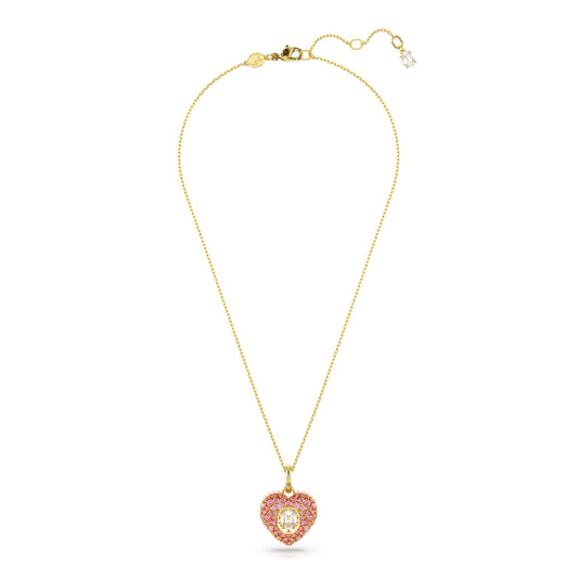 Colgante Hyperbola, Talla octogonal, Crystal Pearls, Corazón, Rosa, Baño tono oro