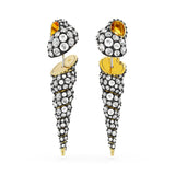 Pendientes Idyllia, Diseño asimétrico, Talla redonda, Caracola, Blancos, Combinación de acabados metálicos