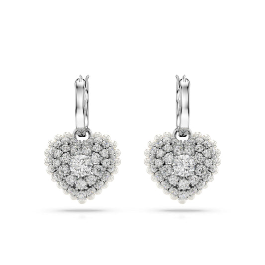 Pendientes de aro Hyperbola, Talla redonda, Mini, Blancos, Baño de rodio