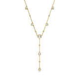 Collar en Y Imber, Talla redonda, Diseño distribuido, Blanco, Baño tono oro