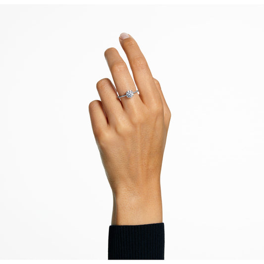 Anillo de cóctel Stilla Talla princesa, Pavé, Blanco, Baño de rodio