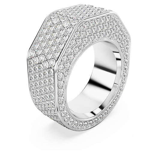 Anillo Dextera Forma octagonal, Pavé, Blanco, Baño de rodio