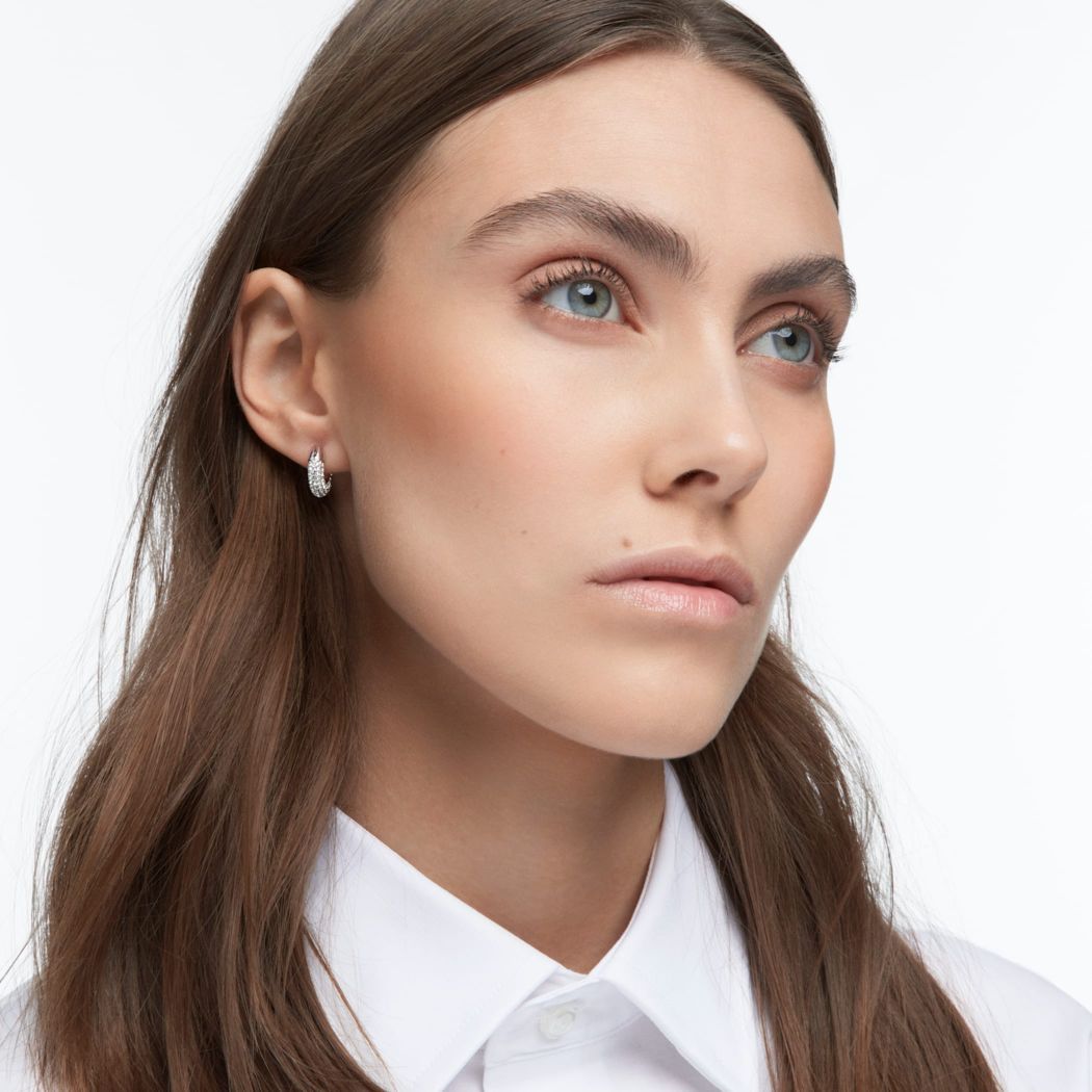 Pendientes de aro Dextera, Octogonal, Blanco