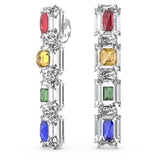 Pendientes de clip Chroma Cristales de gran tamaño, Multicolor, Baño de rodio