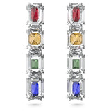 Pendientes de clip Chroma Cristales de gran tamaño, Multicolor, Baño de rodio