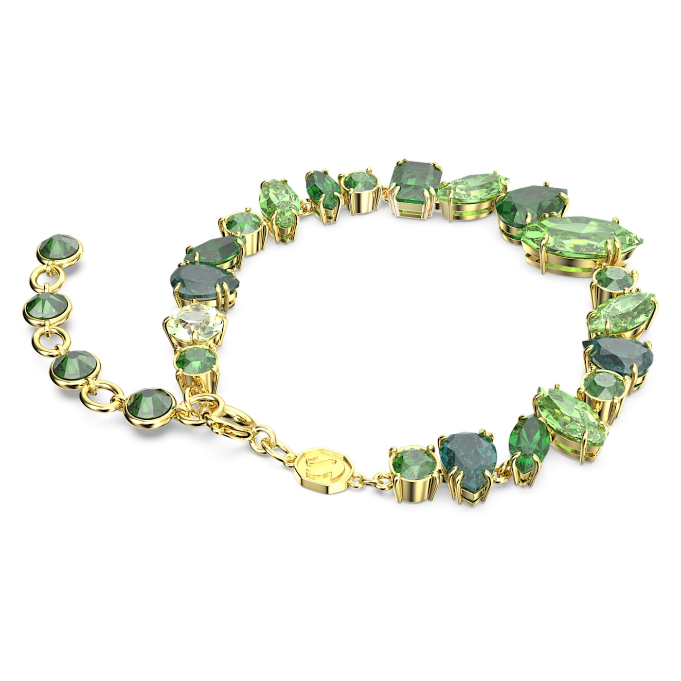 Pulsera Gema Tallas mixtas, Verde, Baño tono oro
