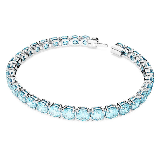 Pulsera Matrix Tennis Talla redonda, Mediana, Azul, Baño de rodio