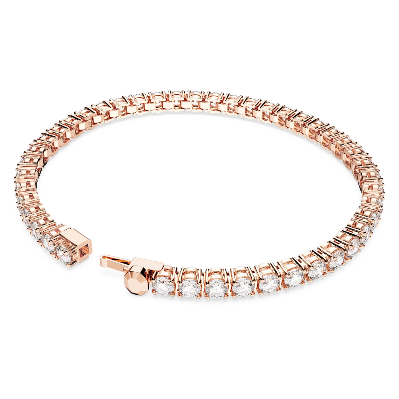 Pulsera Matrix Tennis Talla redonda, Mediana, Blanca, Baño tono oro rosa