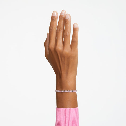 Pulsera Matrix Tennis Talla redonda, Mediana, Rosa, Baño de rodio