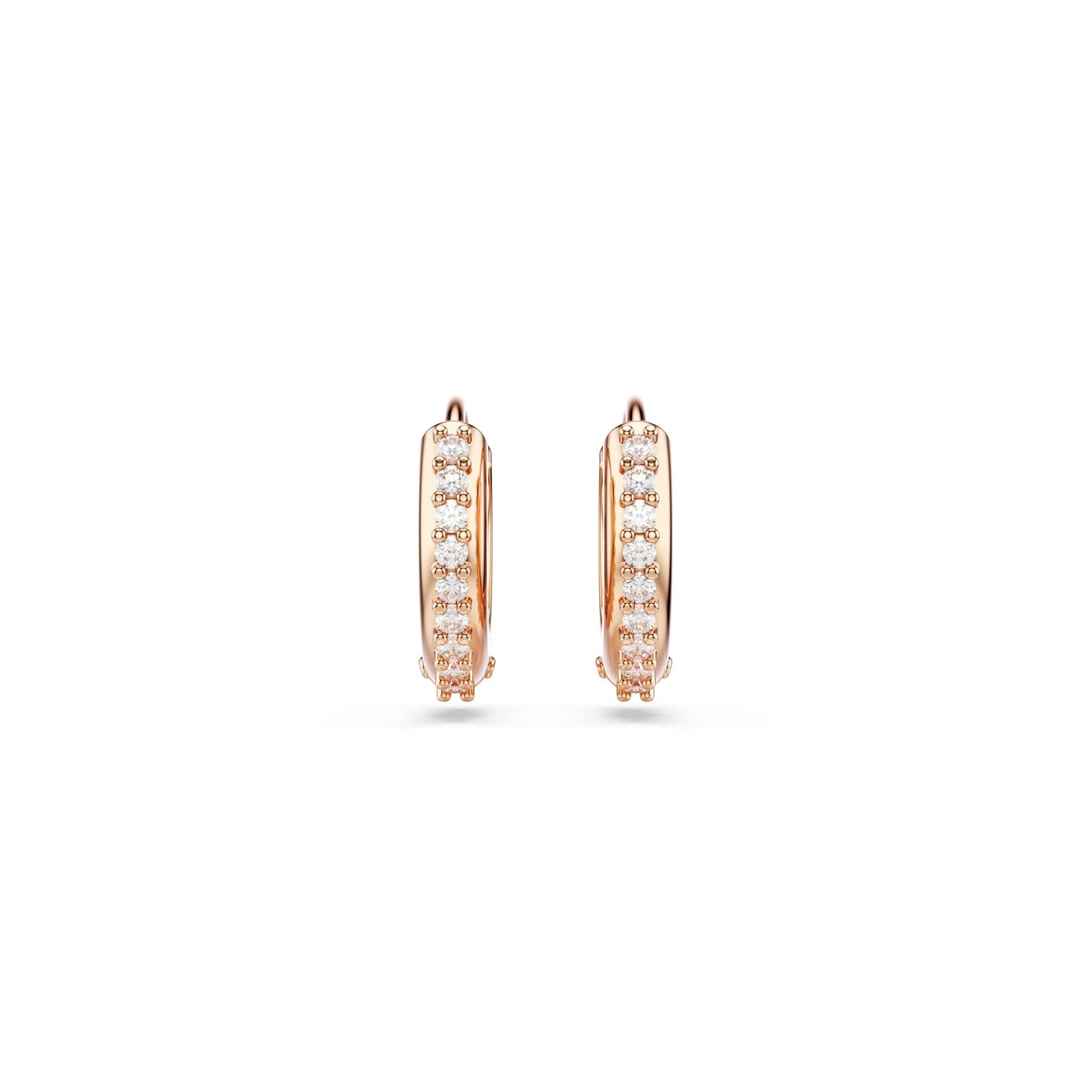 Pendientes de aro Matrix, Talla redonda, Blancos, Baño tono oro rosa