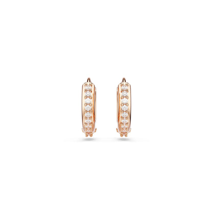 Pendientes de aro Matrix, Talla redonda, Blancos, Baño tono oro rosa