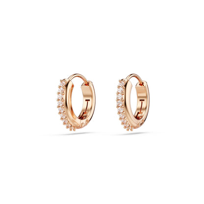 Pendientes de aro Matrix, Talla redonda, Blancos, Baño tono oro rosa