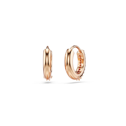 Pendientes de aro Matrix, Talla redonda, Blancos, Baño tono oro rosa