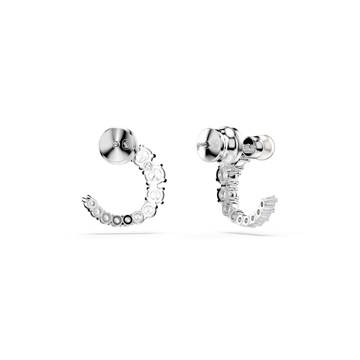 Pendientes de aro Matrix, Crystal Pearl, Talla redonda, Blancos, Baño de rodio