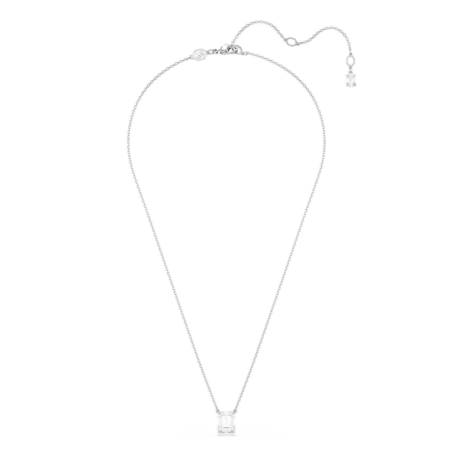 Colgante Stilla, Talla octogonal, Blanco, Baño de rodio