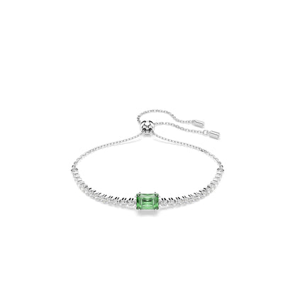 Pulsera Matrix Tennis, Tallas mixtas, Verde, Baño de rodio
