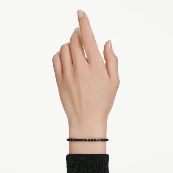 Pulsera Tennis Matrix, Talla redonda, Negra, Baño de rutenio