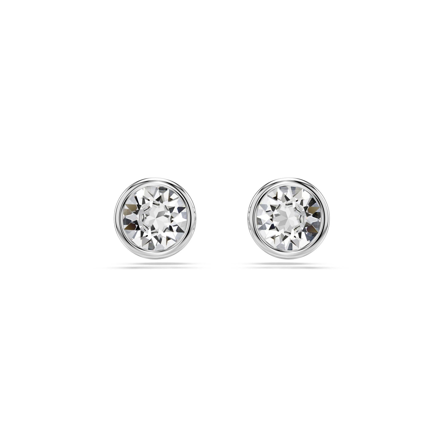 Pendientes de botón Imber, Talla redonda, Blancos, Baño de rodio