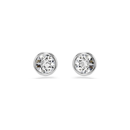 Pendientes de botón Imber, Talla redonda, Blancos, Baño de rodio