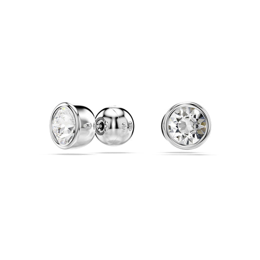 Pendientes de botón Imber, Talla redonda, Blancos, Baño de rodio