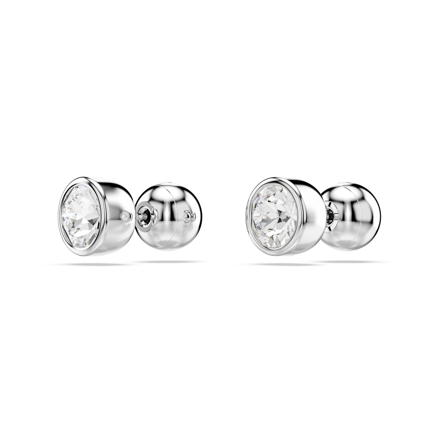 Pendientes de botón Imber, Talla redonda, Blancos, Baño de rodio