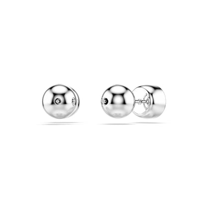 Pendientes de botón Imber, Talla redonda, Blancos, Baño de rodio