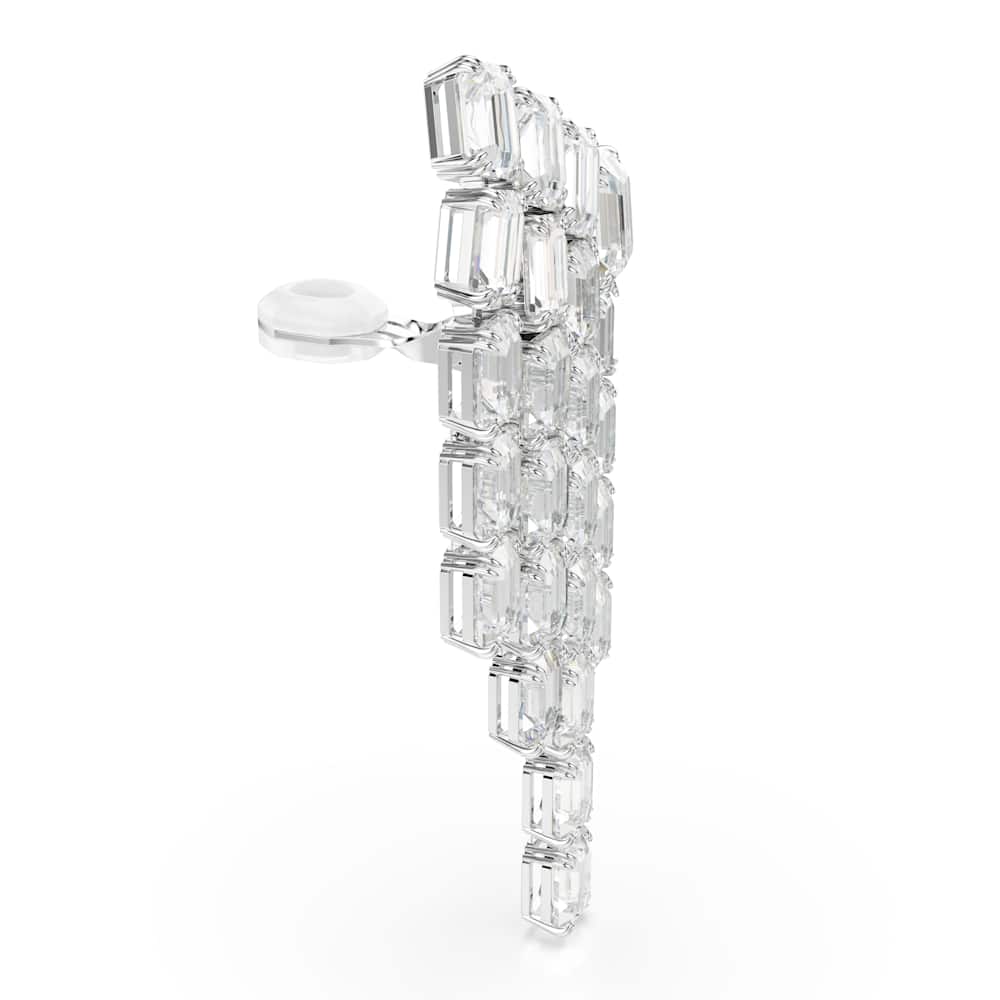 Pendientes de clip Millenia, Talla octogonal, Luminaria, Blancos, Baño de rodio