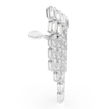 Pendientes de clip Millenia, Talla octogonal, Luminaria, Blancos, Baño de rodio