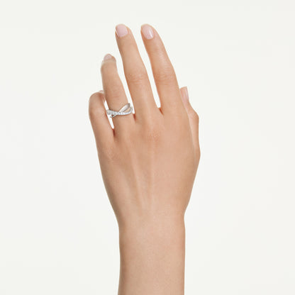 Anillo Hyperbola, Tallas mixtas, Blanco, Acabado en tono plateado