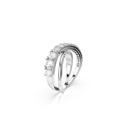 Anillo Hyperbola, Tallas mixtas, Blanco, Acabado en tono plateado